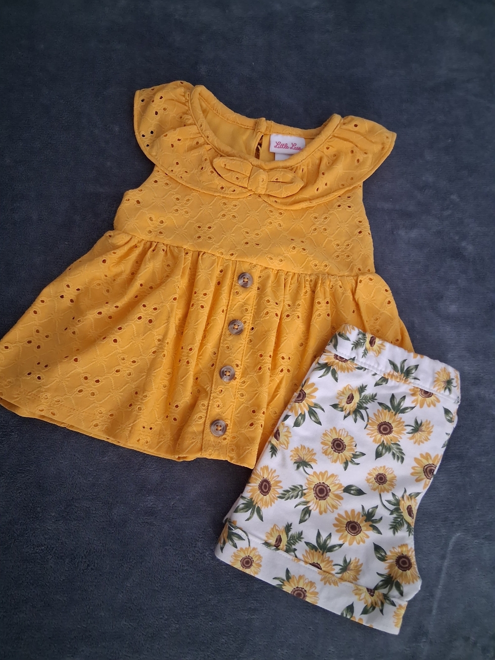 Little Lass Yellow Lace Tank Top and Sunflower Shorts Set - Picture 5 of 5